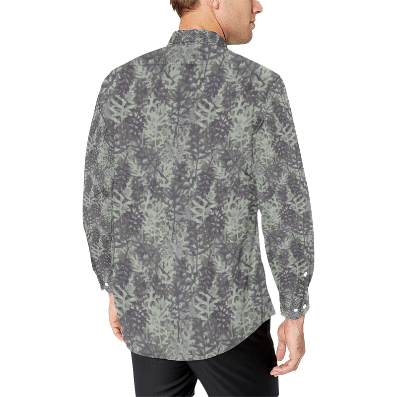 Camouflage Fern Pattern Print Design 05 Men's Long Sleeve Shirt