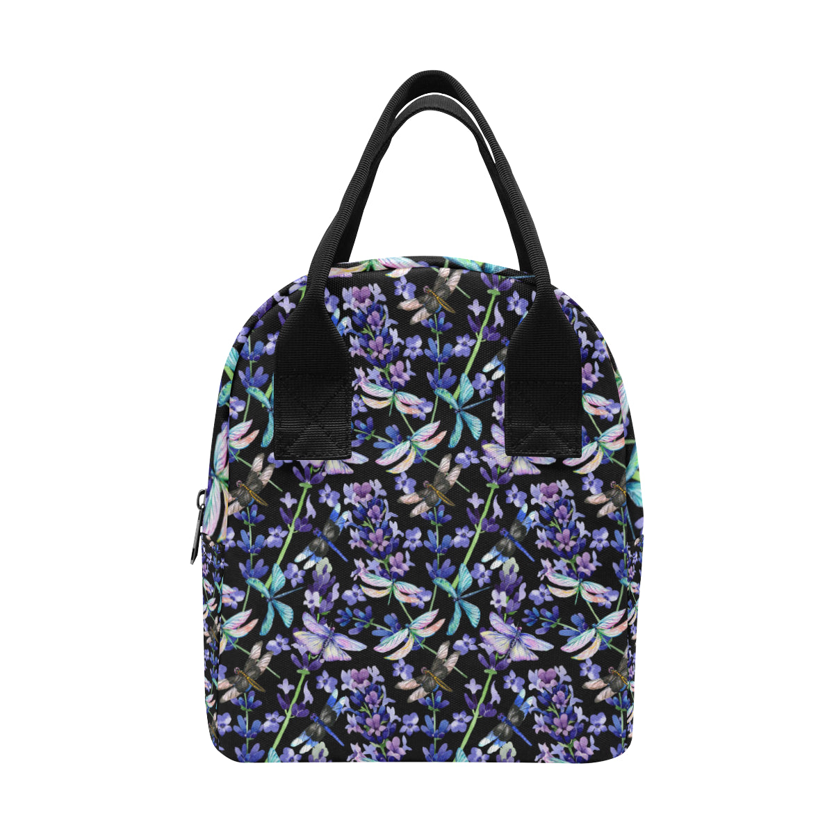 Lavender Dragonfly Pattern Print Design LV03 Insulated Lunch Bag