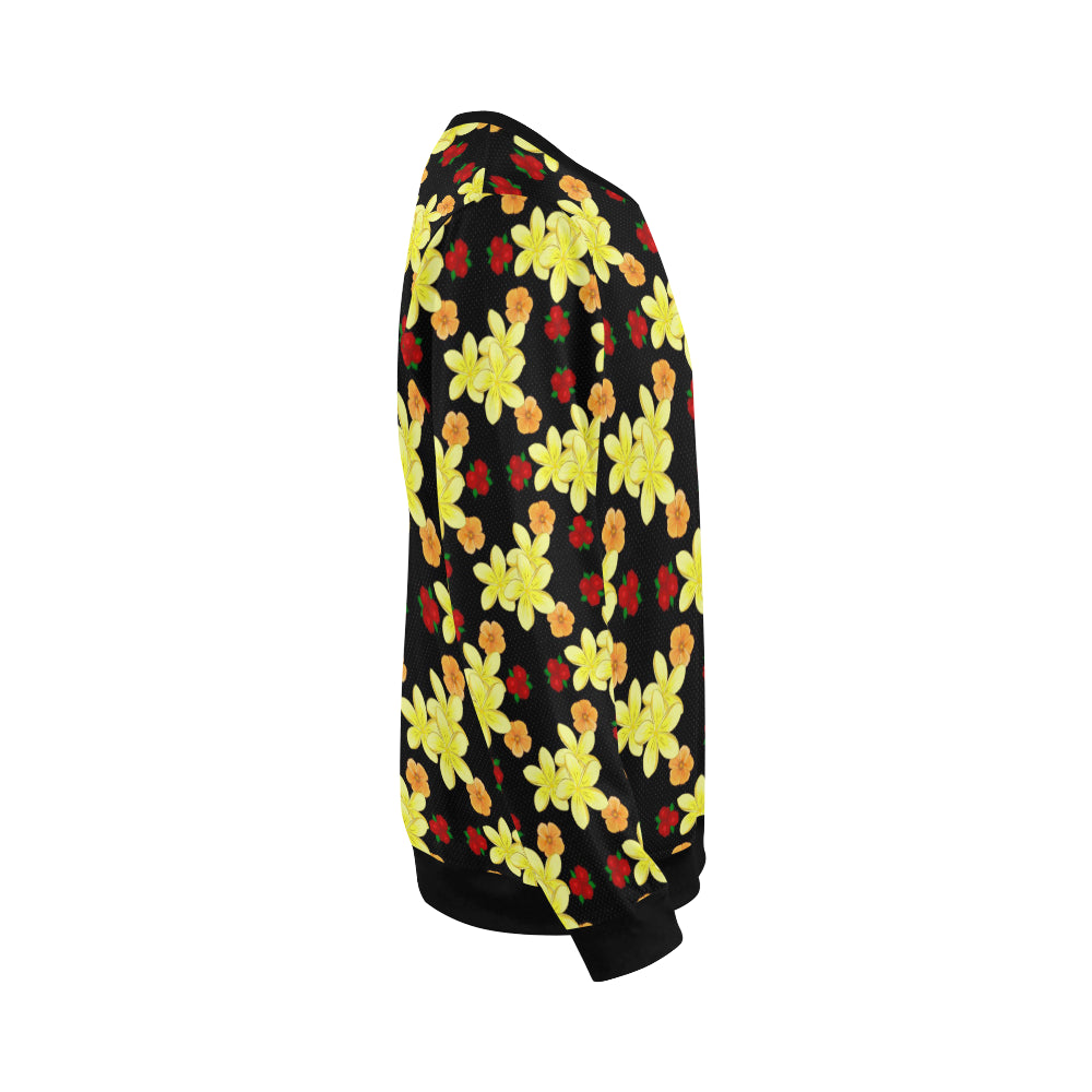 Yellow Plumeria Pattern Print Design PM04 Men Long Sleeve Sweatshirt