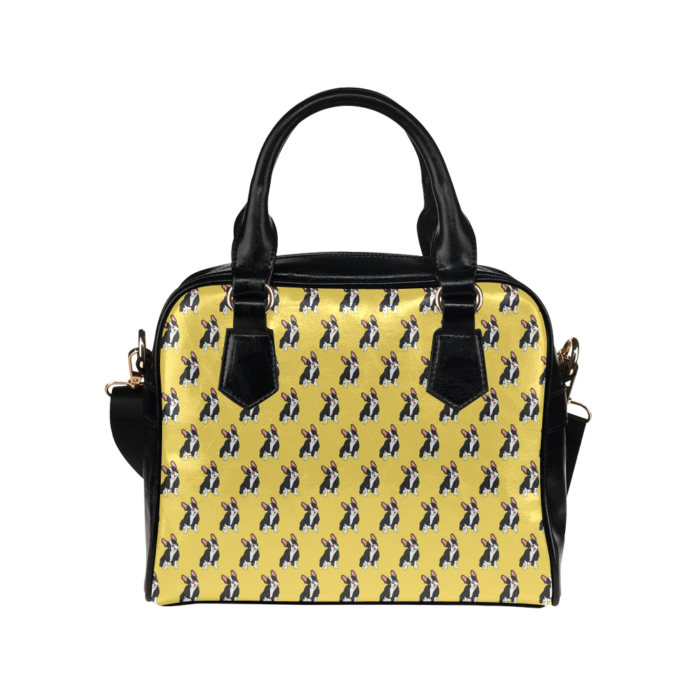 Boston Terrier Pattern Print Design 06 Shoulder Handbag