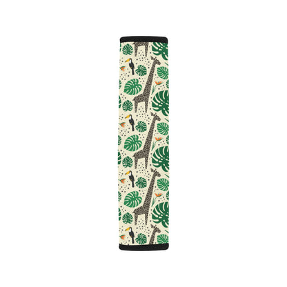 Rainforest Giraffe Pattern Print Design A02 Car Seat Belt Cover