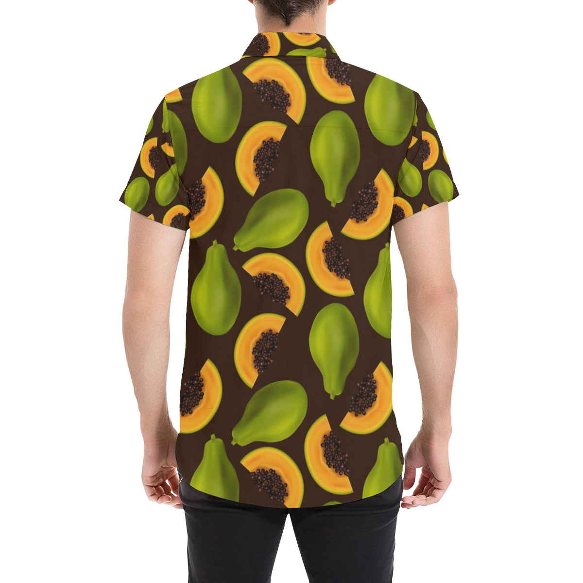 Papaya Pattern Print Design PP04 Men's Short Sleeve Button Up Shirt
