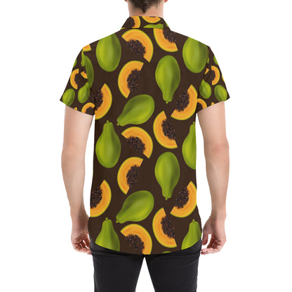 Papaya Pattern Print Design PP04 Men's Short Sleeve Button Up Shirt