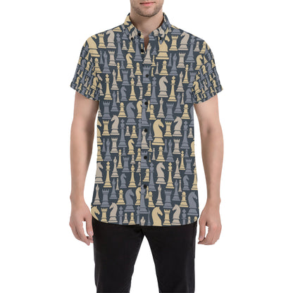 Chess Pattern Print Design 04 Men's Short Sleeve Button Up Shirt