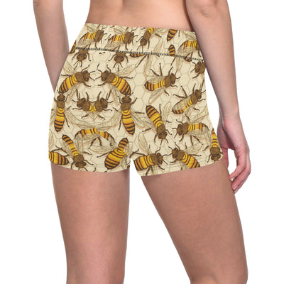 Bee Pattern Print Design BEE05 Yoga Shorts