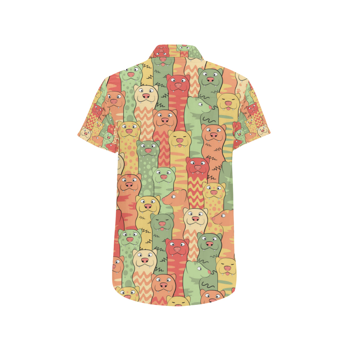 Ferret Pattern Print Design 01 Men's Short Sleeve Button Up Shirt