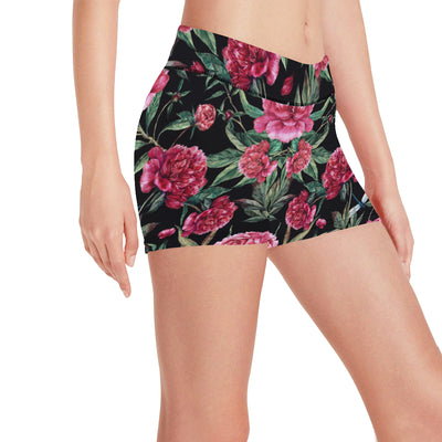 Peony Pattern Print Design PE04 Yoga Shorts