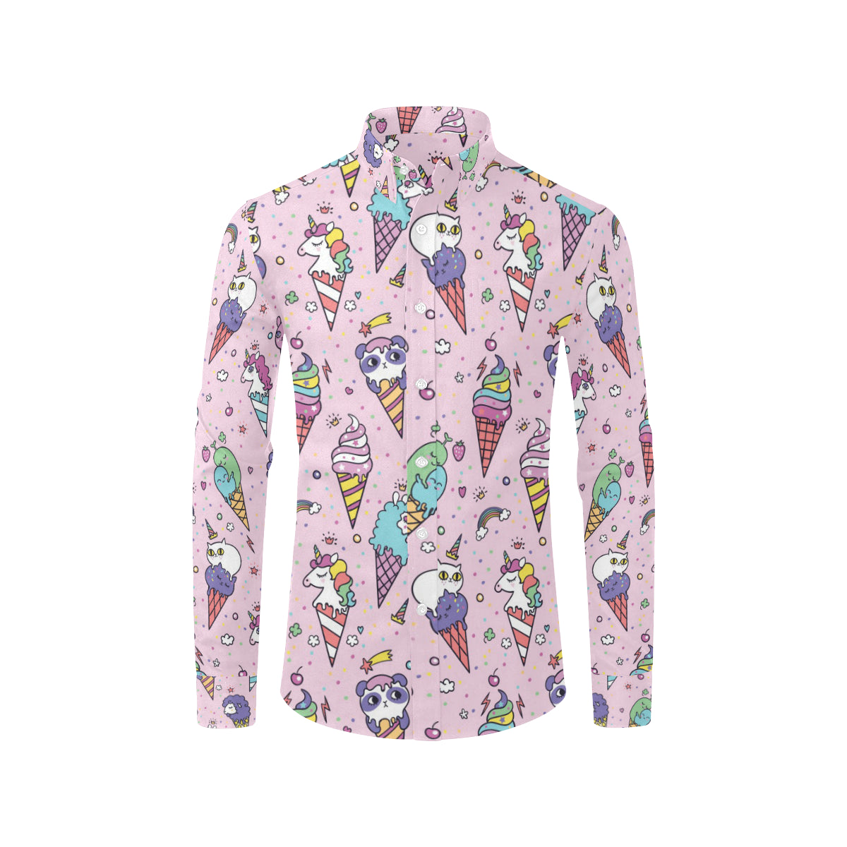 Ice Cream Pattern Print Design IC05 Men's Long Sleeve Shirt