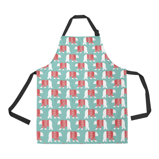Polar Bear Pattern Print Design A04 Apron with Pocket