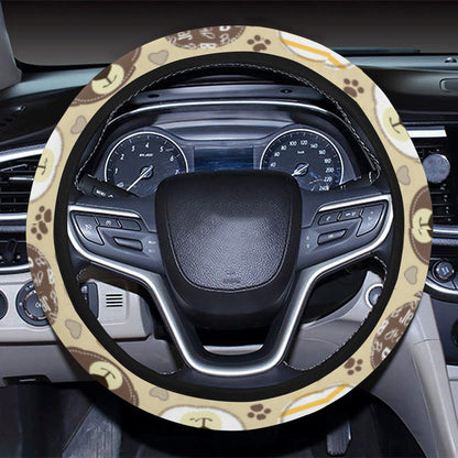 Bear PatchworkPattern Print Design 01 Steering Wheel Cover with Elastic Edge