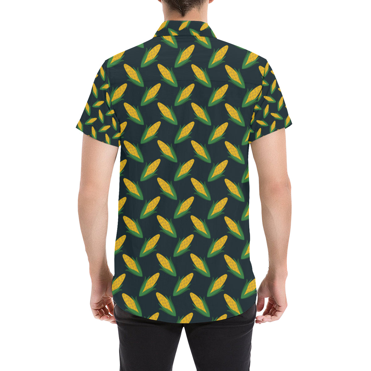 Corn Pattern Print Design 02 Men's Short Sleeve Button Up Shirt