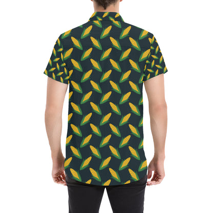 Corn Pattern Print Design 02 Men's Short Sleeve Button Up Shirt