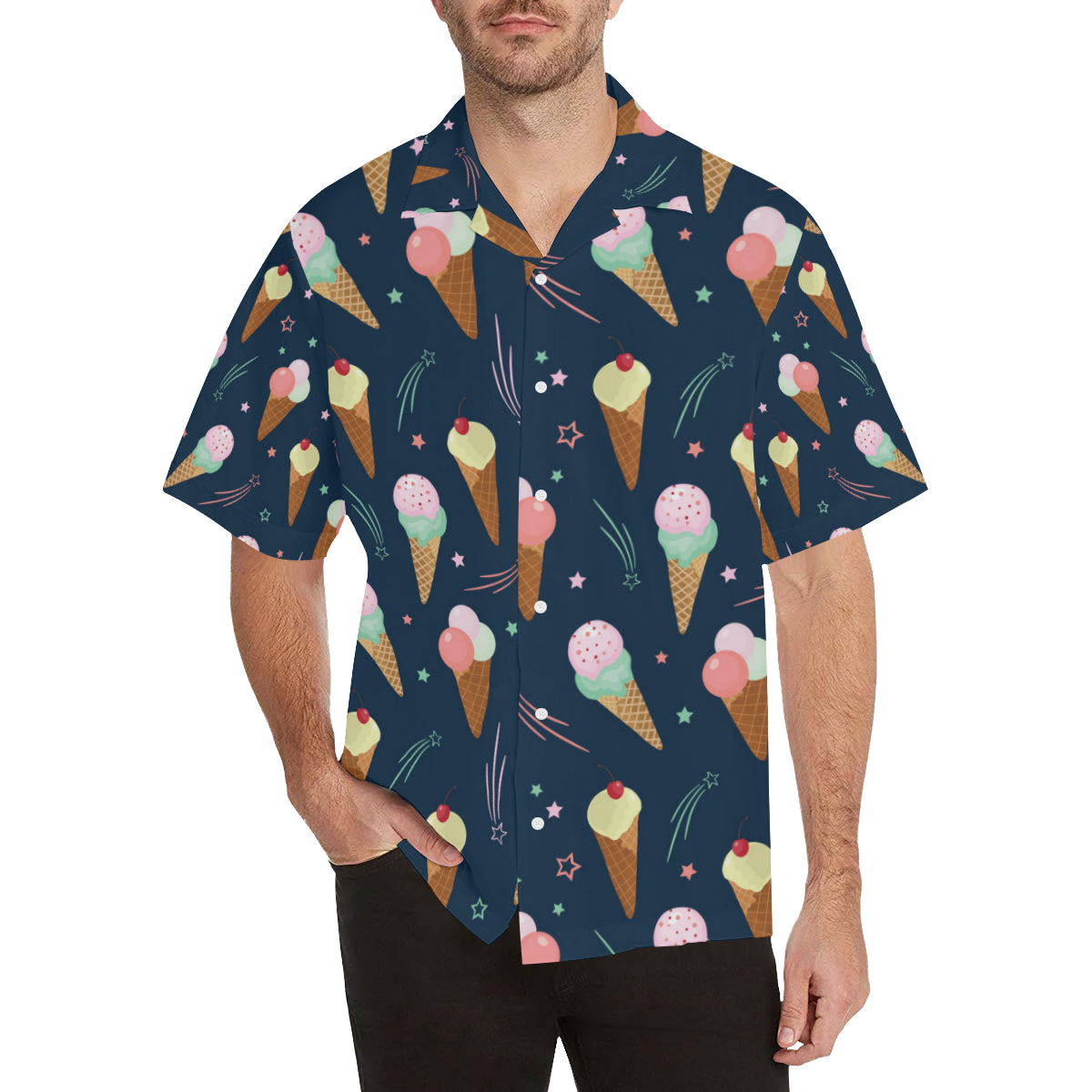 Ice Cream Pattern Print Design 04 Men's Hawaiian Shirt