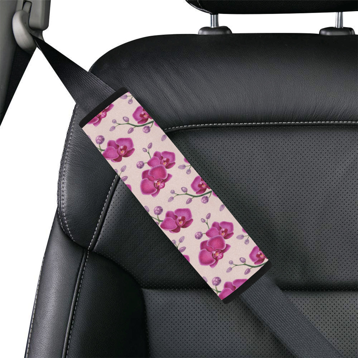 Orchid Purple Pattern Print Design OR04 Car Seat Belt Cover