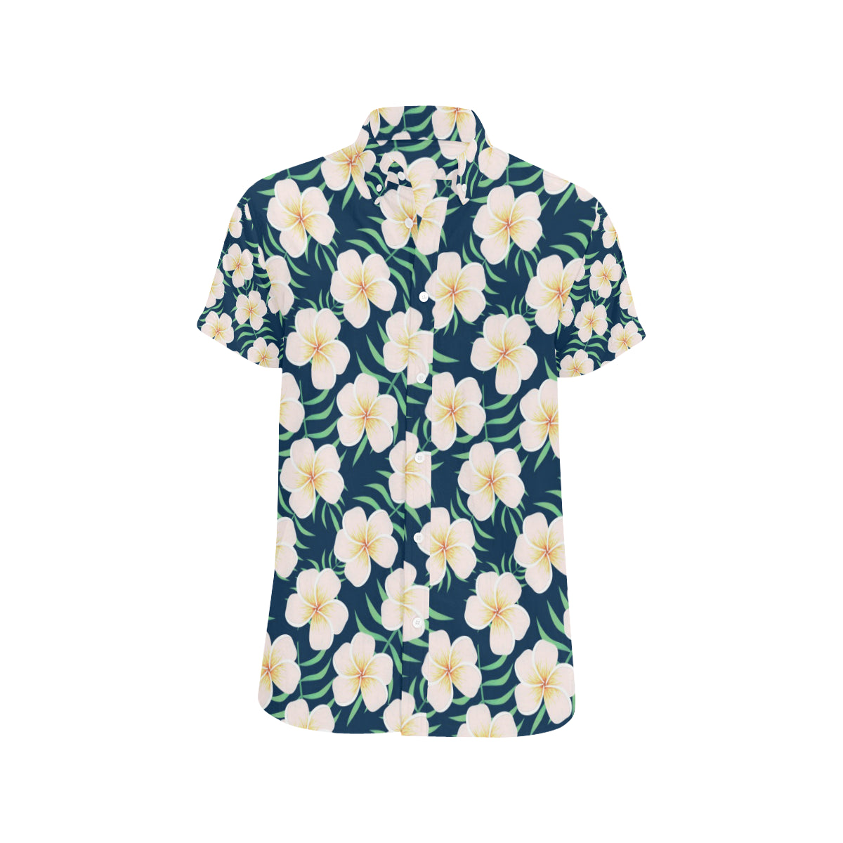 Pink Plumeria Pattern Print Design PM016 Men's Short Sleeve Button Up Shirt