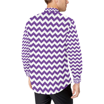 Chevron Purple Pattern Print Design 03 Men's Long Sleeve Shirt
