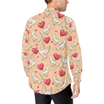 Pigeon Heart Pattern Print Design 04 Men's Long Sleeve Shirt