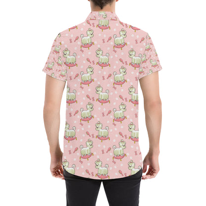 Bichons Frise Pattern Print Design 01 Men's Short Sleeve Button Up Shirt