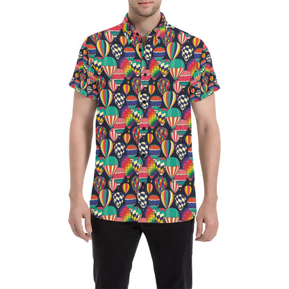Ballon Pattern Print Design 02 Men's Short Sleeve Button Up Shirt