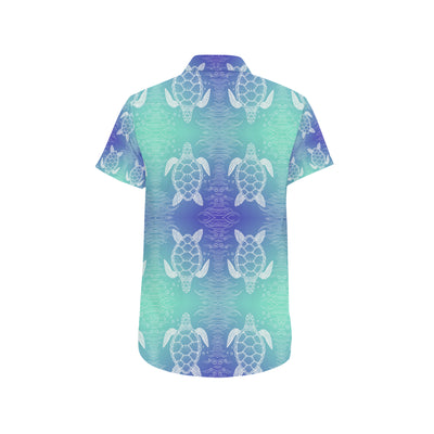 Sea Turtle Draw Men's Short Sleeve Button Up Shirt