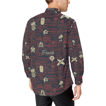 Hawaiian Themed Pattern Print Design H017 Men's Long Sleeve Shirt