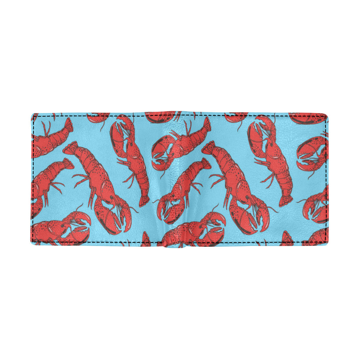 Lobster Red Pattern Print Design 03 Men's ID Card Wallet