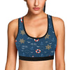 Nautical Pattern Print Design A06 Sports Bra