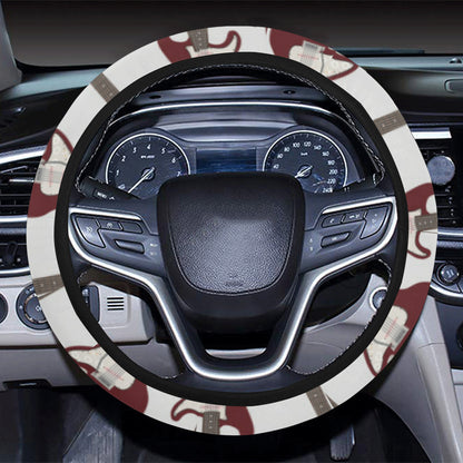 Bass Guitar Pattern Print Design 03 Steering Wheel Cover with Elastic Edge
