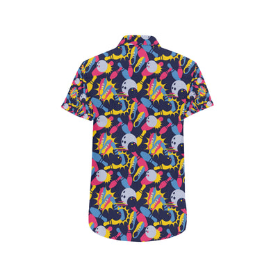 Bowling Pattern Print Design 02 Men's Short Sleeve Button Up Shirt