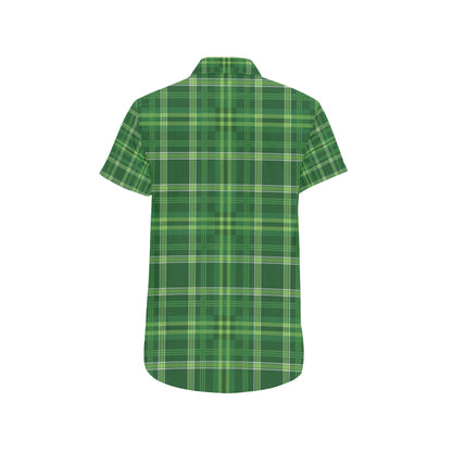 Irish Plaid Pattern Print Design 02 Men's Short Sleeve Button Up Shirt