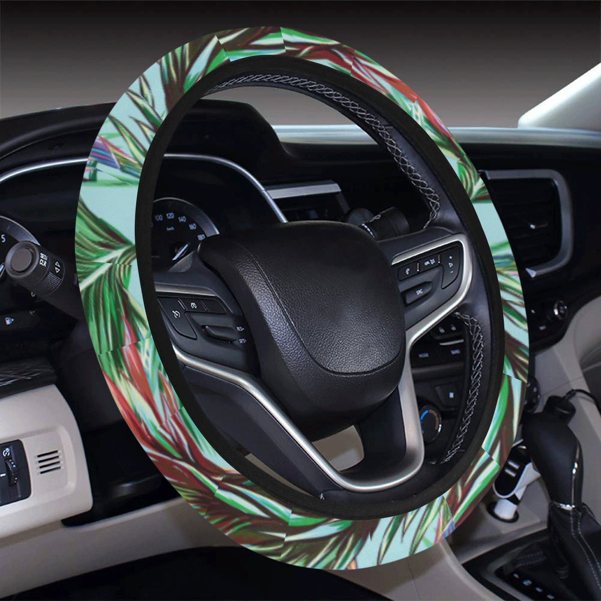 Bird Of Paradise Pattern Print Design BOP01 Steering Wheel Cover with Elastic Edge