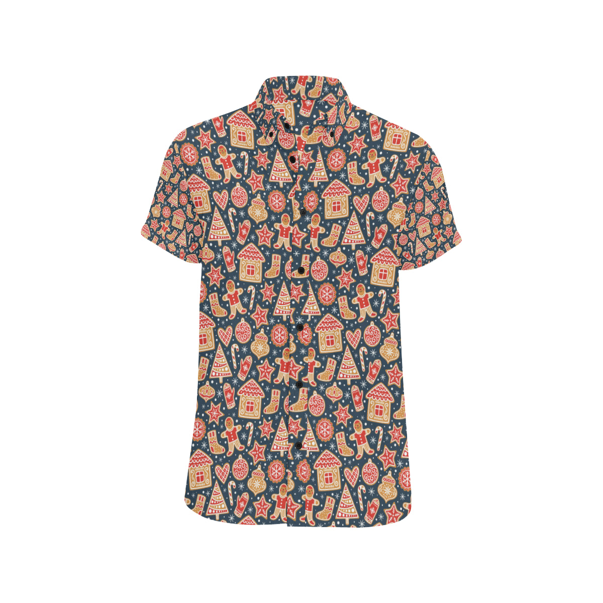 Gingerbread Pattern Print Design 03 Men's Short Sleeve Button Up Shirt