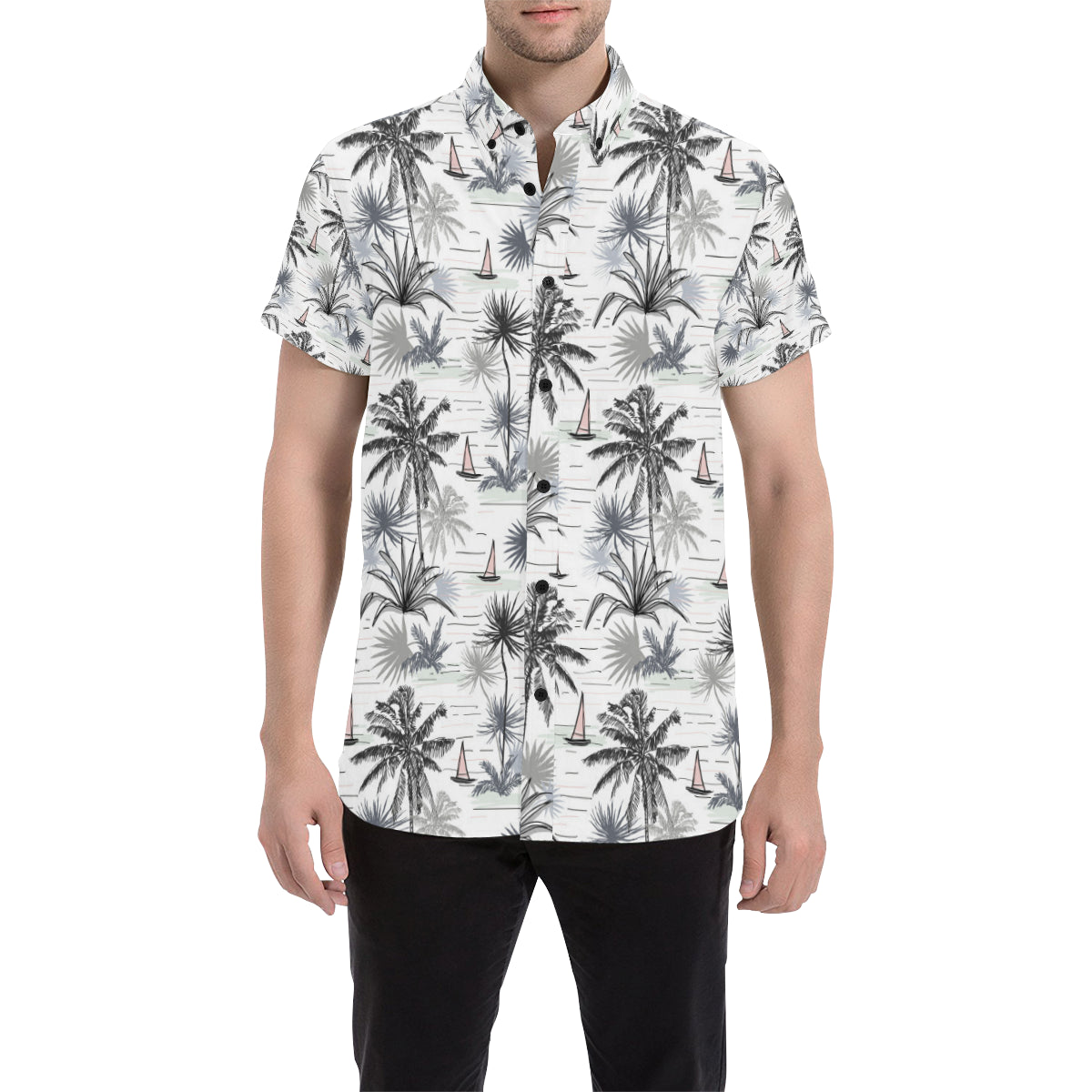 Pacific island Pattern Print Design A04 Men's Short Sleeve Button Up Shirt