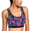 Neon Pink Hibiscus Pattern Print Design HB015 Sports Bra