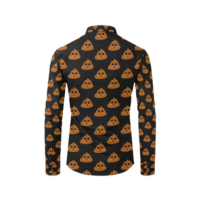 Poop Emoji Pattern Print Design A01 Men's Long Sleeve Shirt
