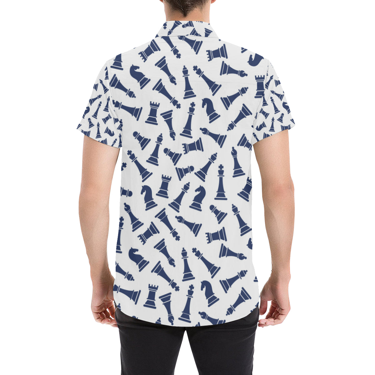 Chess Pattern Print Design 03 Men's Short Sleeve Button Up Shirt