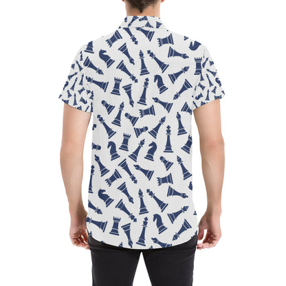 Chess Pattern Print Design 03 Men's Short Sleeve Button Up Shirt