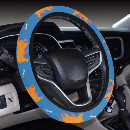 Cocker Pattern Print Design 04 Steering Wheel Cover with Elastic Edge