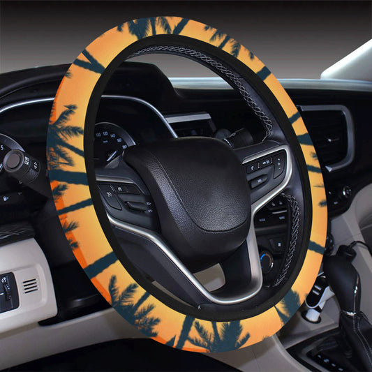 Palm Tree Pattern Print Design PT011 Steering Wheel Cover with Elastic Edge