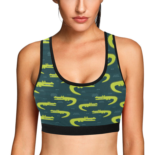 Alligator Pattern Print Design 03 Sports Bra