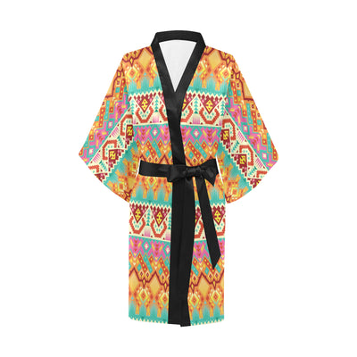 Aztec Pattern Print Design 03 Women's Short Kimono