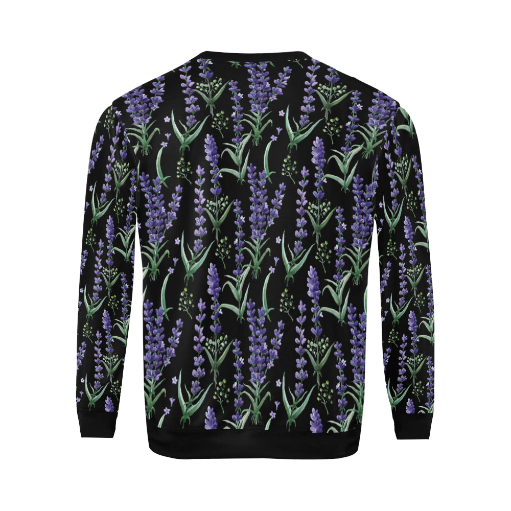 Lavender Pattern Print Design LV01 Men Long Sleeve Sweatshirt