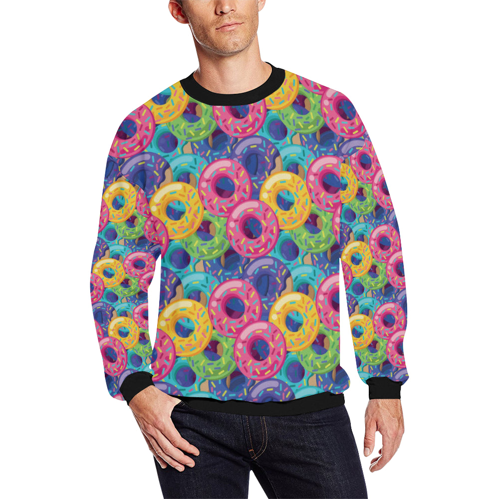 Donut Pattern Print Design DN010 Men Long Sleeve Sweatshirt