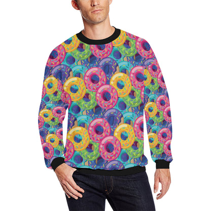 Donut Pattern Print Design DN010 Men Long Sleeve Sweatshirt