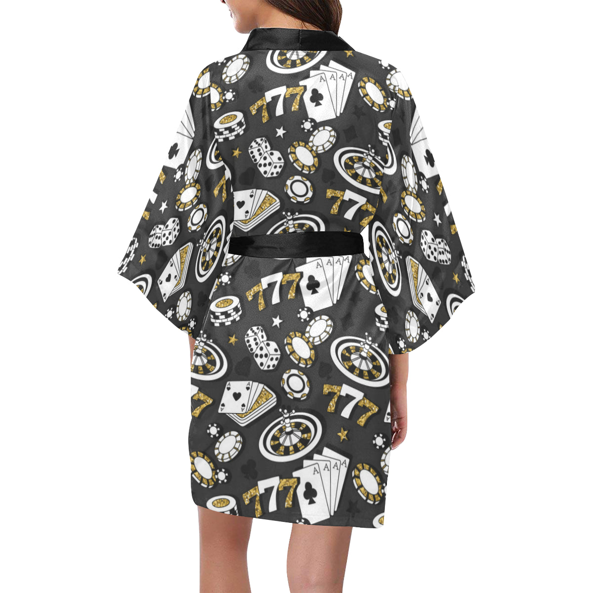 Casino Pattern Print Design 05 Women's Short Kimono
