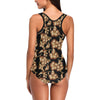 Brown Hibiscus Pattern Print Design HB06 Women Swimsuit