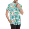 Llama Cactus Pattern Print Design 08 Men's Short Sleeve Button Up Shirt