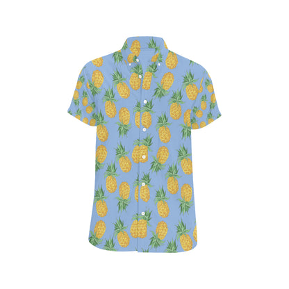 Pineapple Pattern Print Design A04 Men's Short Sleeve Button Up Shirt