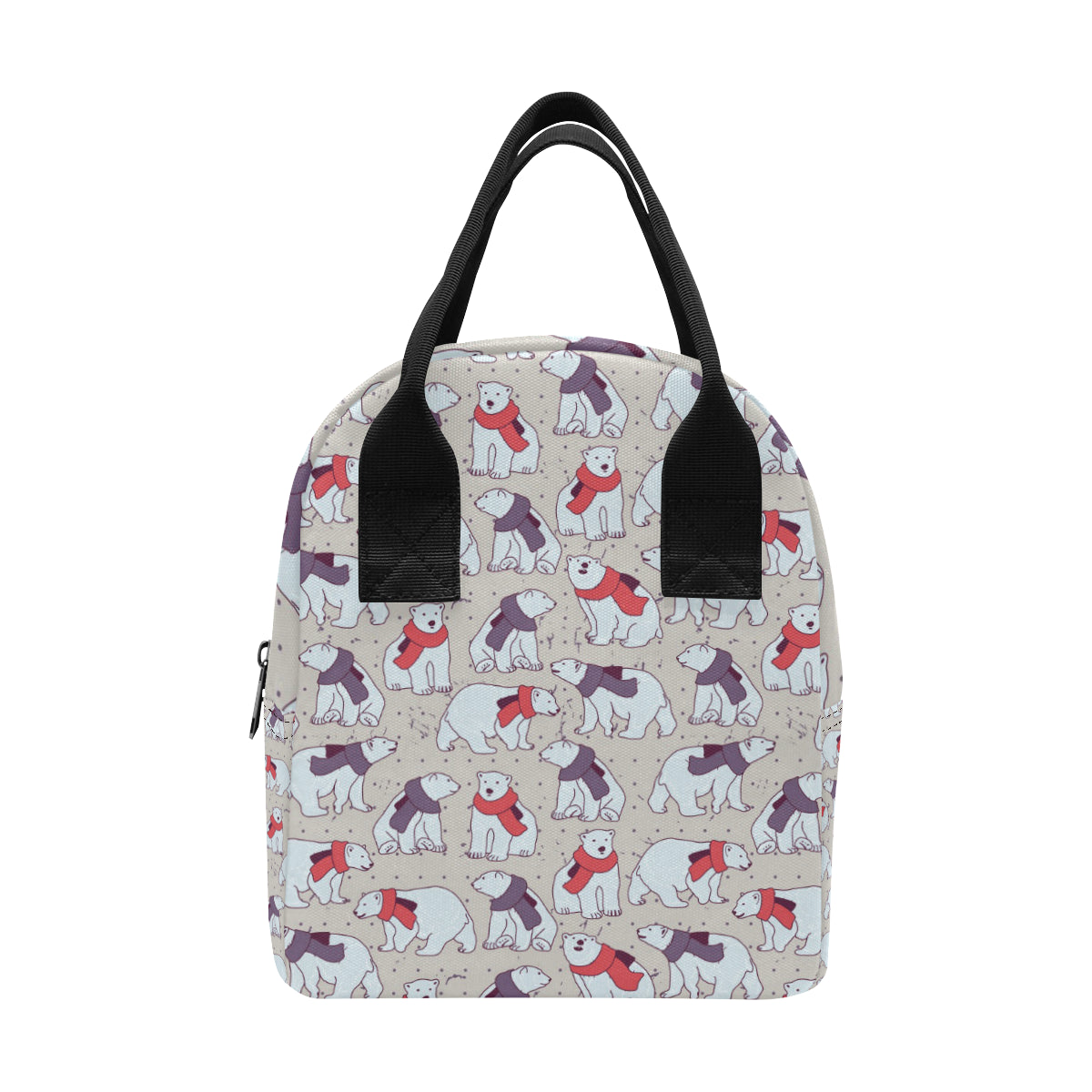 Polar Bear Pattern Print Design PB04 Insulated Lunch Bag