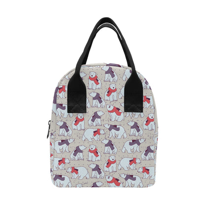 Polar Bear Pattern Print Design PB04 Insulated Lunch Bag